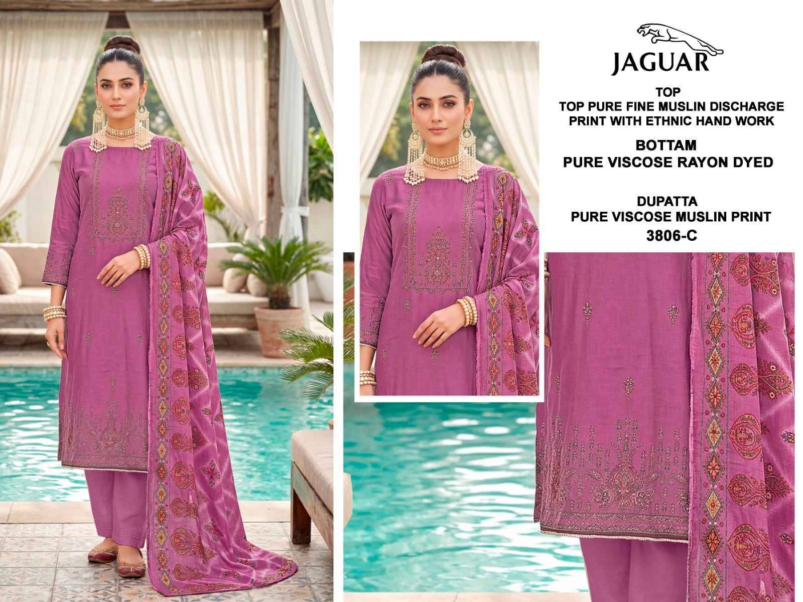 JAGUAR - 3806 Series By BIPSON PRINTS Beautiful Stylish Festive Suits Fancy Colorful Casual Wear & Ethnic Wear & Ready To Wear Pure Visocse Muslin Print With Embroidered Dresses At Wholesale Price